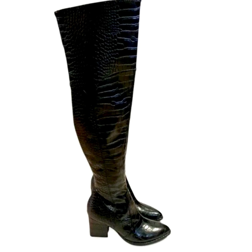 NOT FOR SALE-SOLD 
Marc Fisher Croc Over the Knee Boots Black Size 7.5
